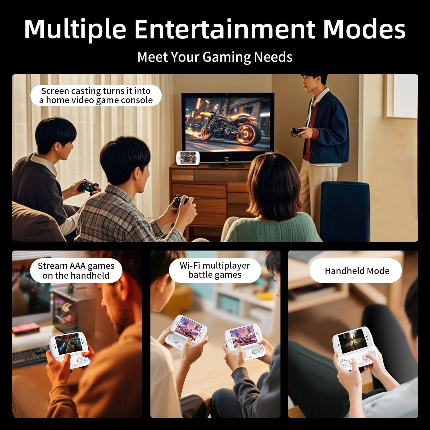 RG Slide Handheld Game Console, 4.7-Inch LTPS In-Cell Screen,NO Card, Unisoc T820, with Support AI WiFi Bluetooth HD and TV Output, White