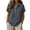 Gray, variant on Shirts for Women Linen Blend Womens Tops Contrast Collar Collared Womens Shirts V-Neck Button Detail Short Sleeve Top