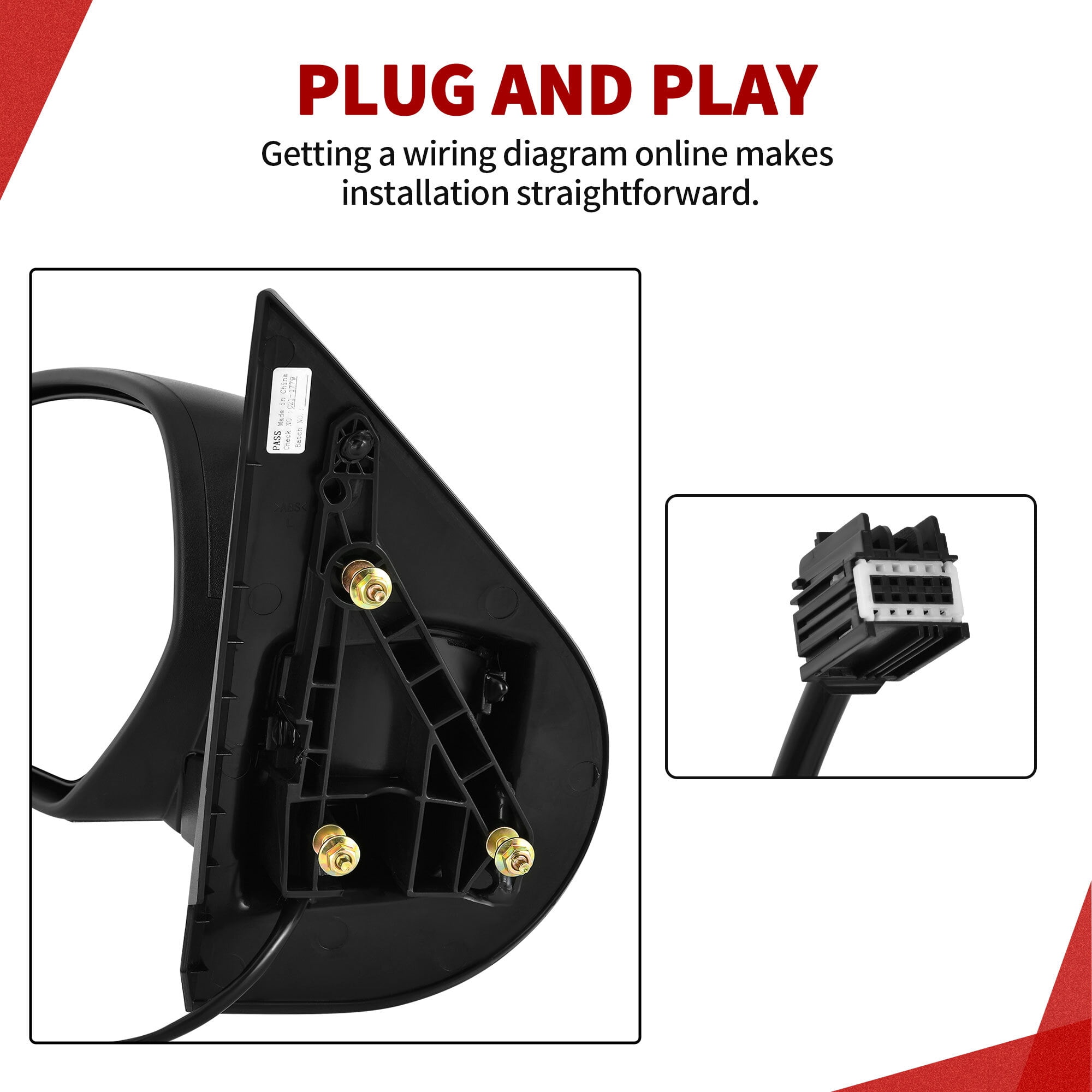 LEDKINGDOMUS Left Side Power Heated Manual Folding Mirror Replacement for 2007-2013 Chevy Silverado 1500/2500/3500 Avalanche GMC Sierra 1500/2500/3500 (LH Driver Side)