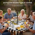 thumbnail image 3 of Round Outdoor Tablecloth with Umbrella Hole and Zipper, Daisy Bees Gnomes Tablecloth with Elastic Waterproof, Black White Plaid Farmhouse Patio Table Covers for 31" - 35" Picnic Pool Tables, 3 of 9