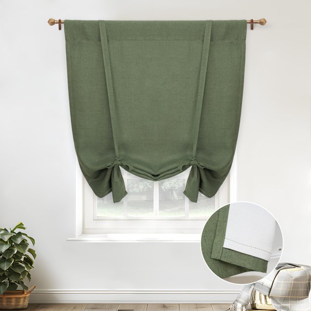 Cortina DriftAway con forma de globo romano, 99 x 140 cm, color verde oliva