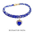 thumbnail image 4 of AuroraX Crystal Heart Pet Necklace Adjustable Rhinestone Dog Collar Bling Fashion Party Wedding Pet Supplies for Dog Cat Blue, 4 of 6