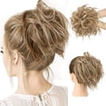 thumbnail image 1 of Cabello Postizo Natural, Extension de Cabello Moño Desordenado, Extension Pelo Rubio, Chongos Postizos Sintético con Banda Elástica para Mujeres Niñas (Castaño Claro Mix Rubio), 1 of 3