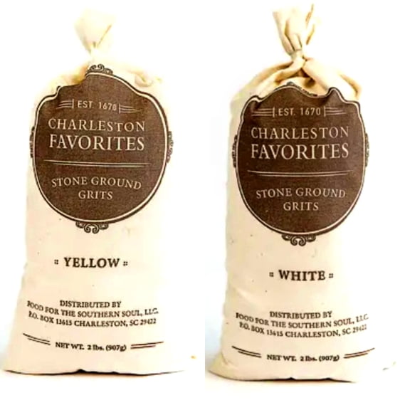 Charleston Favorites Stone Ground Grits, Yellow and White Variety Pack, 2 lb Each, Est. 1670