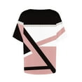 thumbnail image 3 of Blczomt Summer Womens Tops Casual Short Sleeve Crew Neck T Shirts Pink Trendy Color Block Ladies Tops, 3 of 4