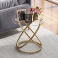 thumbnail image 2 of ASYA Gold End Table, Glass Accent Side Table for Living Room, Small Round Nightstand for Bedroom, 2 of 13