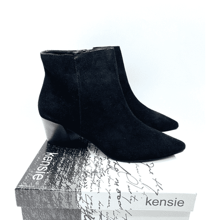 Kensie Women's Lyden Pinted Toe Suede Ankle Boots- BLACK, SIZE US 7.5M *New