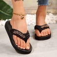 thumbnail image 6 of KIJBLAE Women's Rhinestone Sparkly Open Toe Flip Flops, Wide Size Casual Beach Slippers for Summer Outdoor Gold 36, 6 of 9