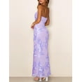 thumbnail image 2 of MEROKEETY Women's Floral Strapless Maxi Dress 2026 Summer Mesh Tube Bodycon Formal Wedding Guest Cocktail Party Long Dresses, Purple, L, 2 of 4
