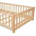 thumbnail image 6 of Twin Size Floor Bed for Kids, Montessori Floor Bed with Fence Rails and Door Design, Playhouse Bed Frame for Toddler, Wooden Slats Support, Natural, 6 of 8
