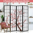 thumbnail image 5 of XF XINFENG 4 Panel Room Dividers Japanese Plum Blossom Screen Wall Divider 6Ft Folding Privacy Screen Portable Freestanding Partition, White, 5 of 7