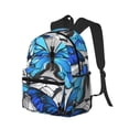 thumbnail image 2 of Vsdgher Blue and White Butterflies Print Unisex Large Capacity Bookbag Schoolbag Casual Daypack for High School/College/Teens/Travel/Work, 2 of 8