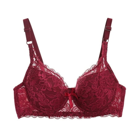 Lovzfmll Plus Size Comfortable Beathable Seamless Bra for Women Bras with Soft Sexy Oversized Thin Without Sponge Lingerie Lace Large Chest Appears Smaller Bra Ultra Red XL 90C