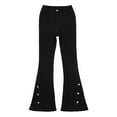 thumbnail image 4 of Tfken Children Girls Jeans Elastic Waist Distressed Flare Soft Trousers Black Size 5-6 Years, 4 of 9