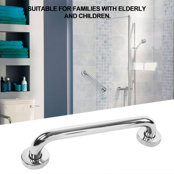 FAGINEY Stainless Steel Safety Wall-Mounted Bathtub Grab Bar, Silver Glossy, 11.8''