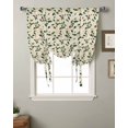 thumbnail image 2 of Christmas Botanical Tie Up Curtains for Window, Green Xmas Leaf Berry Rustic Thermal Insulted Balloon Shade Adjustable Rod Pocket Curtains Valance Panels for Kitchen Bathroom Café 46 x 63, 2 of 7