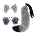 thumbnail image 2 of Ears and Tail Set Wolf Ears Hair Clip con guantes, disfraz de felpa para niños adultos Hair Hoop para baile, baile, regalos divertidos Dress Gris, 2 of 8