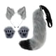 thumbnail image 2 of Ears and Tail Set Plush Wolf Ears Hair Clip con guantes, disfraz de felpa para adultos Hair Hoop para baile, baile, regalos divertidos Dress Gris Sunnimix Cola de disfraz, 2 of 8