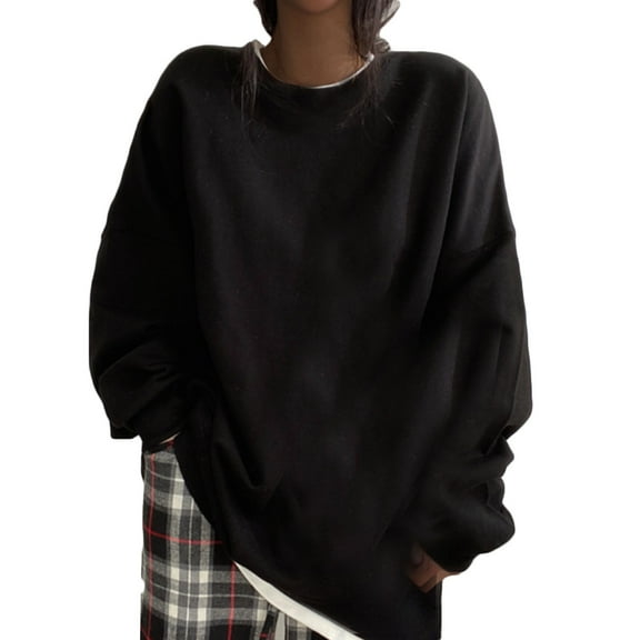 Fancifize Women Oversized Crewneck Sweatshirt Long Sleeve Pullover Top Loose Comfy Cotton Sweatshirts Fall Winter Outfits Clothes