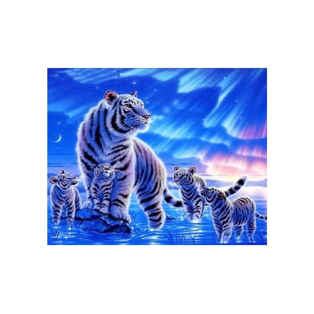 White Tigers ULTNICE 5D DIY Diamond Embroidery Painting Cross Stitch Printing Craft Kits without Frame 
