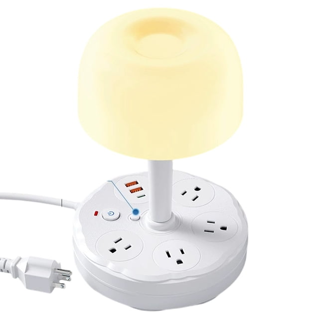 WMQPNNS Functional Power Strip with Desk Lamp – USB Charging Ports Adjustable Night Light Surge Protector Charging Station for Home & Dorm Compact Design