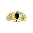 thumbnail image 1 of RYLOS Men's Rings 14K Yellow Gold Rings Classic Designer Style 8X6MM Oval Gemstone & Diamond Ring Sapphire September Birthstone Rings For Men Size 13, 1 of 7