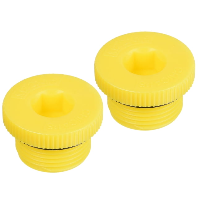 Unique Bargains M22x1.5 Hold Plugs Plastic Male Threaded Hex Socket End Cap, Yellow 2 Pack