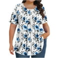 thumbnail image 2 of Otvok Plus Size Tops for Women Crew-Neck Short-Sleeved Pleated Loose Blouses, 2 of 6