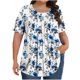 thumbnail image 1 of Top Plisado Gradiente de las Mujeres, Cuello de la Tripulación Manga Corta Blusa Suelta para el Hogar Y el Uso Diario, Ligera Túnica de Moda Casual, 1 of 8