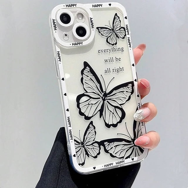 Pink Butterfly Pattern Phone Case For iPhone 16 14 13 12 11 15 Pro Max 7 8 Plus XS XR X SE 2022 Personalized Border Soft Cover tzw