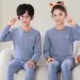 thumbnail image 4 of FYDUU Kids Thermal Underwear Boys Girls Winter Thermal Top Soft Pajama Tops Cozy Long Sleeve Thermal Shirts Solid Color Kids Warm Pullover Fall Warm Clothes, 4 of 4