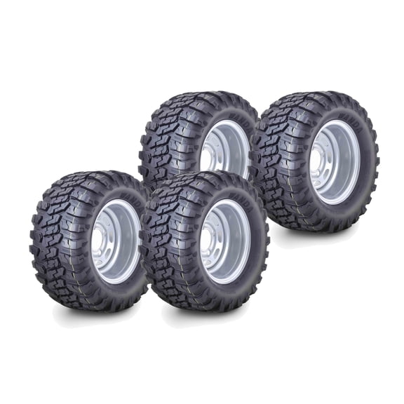 WANDA AT Style Golf Cart Tire & wheel 20X10-10 with 4 Lugs on 4" PCD ET-15.5 Silver Wheel-14054Set 4