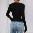 thumbnail image 5 of Women Long Sleeve V Neck Slim Fit Shirts Basic Tee Tops 2025 Fall Casual T Shirt Blouse Outfits Clothes Black M, 5 of 5