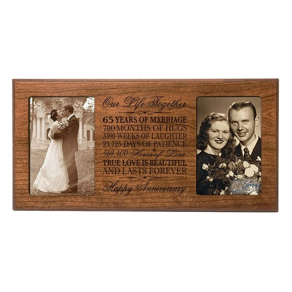 LifeSong Milestones 65th Wedding Anniversary Tabletop Picture Frame Gift Holds 2 4x6 Photos