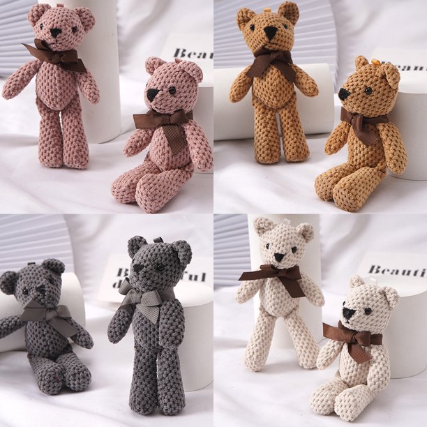 Muyoka Oso de peluche de juguete, oso encantador suave, juguete de peluche corto con bonito lazo, muñeco de oso de empuje decorativo, colgante de adorno de escritorio para el hogar Muyoka Hogar