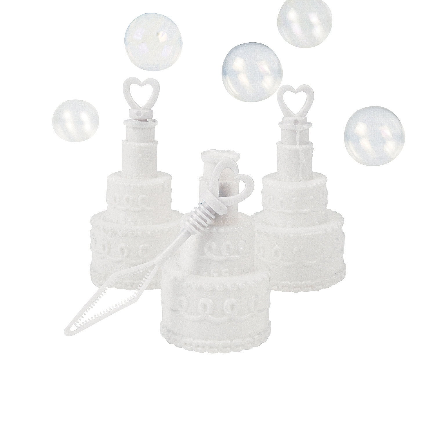 48 x White Wedding Heart Cake Bubbles Table Decorations Reception Favours X50005 