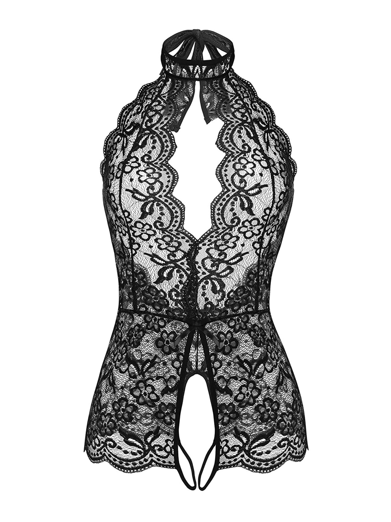 LSFYSZD Women Sexy See-through Bodysuit, Sleeveless Halter Neck Off-the ...