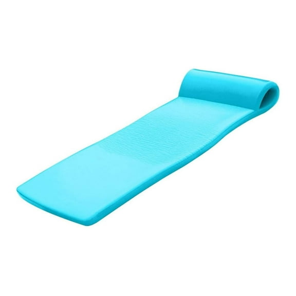 Xayoca Sunsation Vinyl Coated Foam Swimming Pool Float Mat Adult Lounger with Built-in Roll Pillow