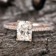 thumbnail image 3 of 7x9mm Radiant Cut Diamond Moissanite Engagement Ring 3.50 Carat Wedding Ring 10k Rose Gold Ball-Prong Set, 3 of 6