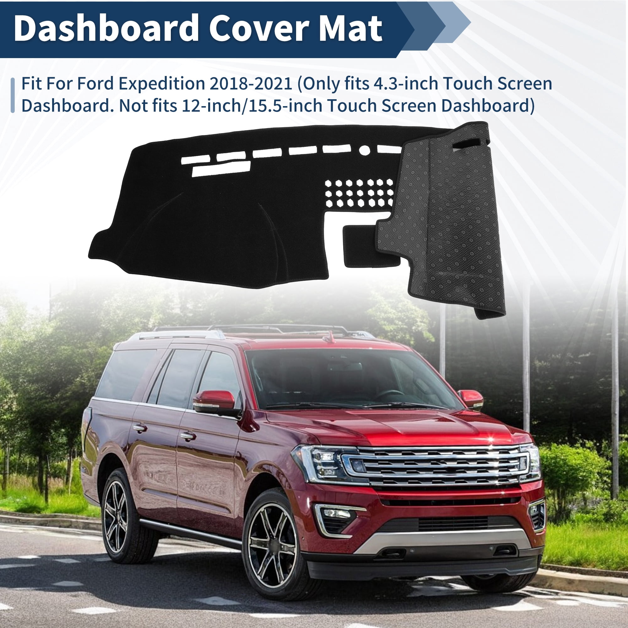 Unique Bargains Dash Cover for Ford Expedition 18-21 Accessories Dashboard Cover Mat Polyester Dashboard Mat Sunshade Non-Slip Dashboard Protector Anti-Glare& Beat the Heat