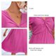 thumbnail image 5 of Vestido de mujer con nudo torcido, cuello en V, manga corta abombada, dobladillo suelto, vestido largo informal para uso diario, 5 of 6