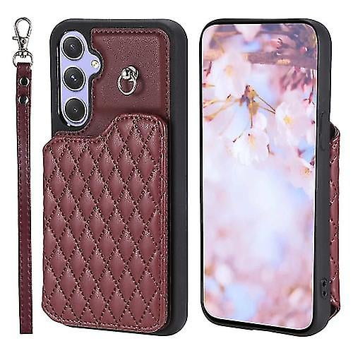 Funda con textura de cuadrícula y cordón para Samsung Galaxy A54 5G (negra)