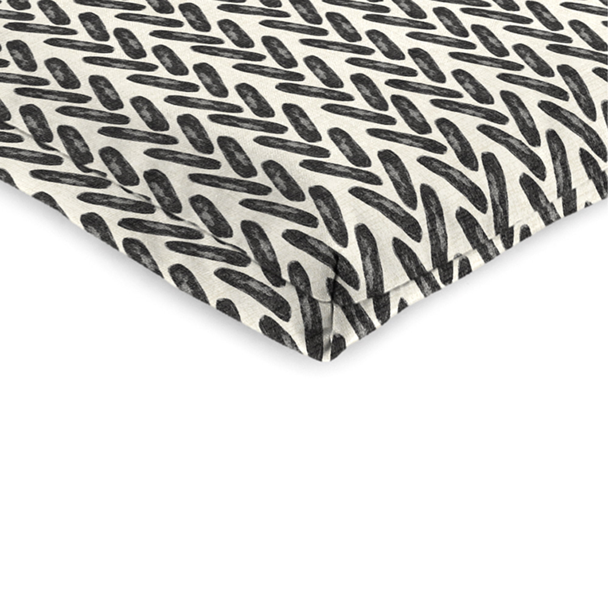 Jordan Manufacturing 44" x 21" Hatch Black Chevron Rectangular Outdoor Chair Cushion with Ties and Hanger Loop