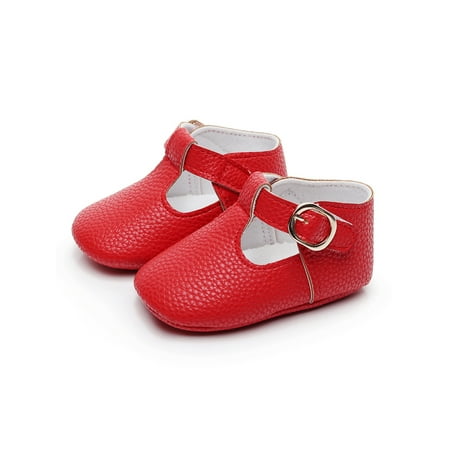 

Eloshman Toddler Boys & Girls Moccasins Soft Sole Flats Magic Tape Crib Shoe Outdoor Non-slip First Walkers Slippers Comfort Red 5C