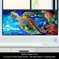 thumbnail image 6 of 1PC, 2D Flat turtle swimming pattern frosted glass window film, transparent PVC adhesive glass door and window decoration, removable and reusable glass stickers. 17.71x39.37 inches (45x100 cm), suita, 6 of 7