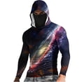 thumbnail image 4 of Ceisia Galaxy Print Hooded Top Men's Slim Fit Long Sleeve UV Protective Face Mask Shirt Gray S Gifts, 4 of 5
