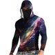 thumbnail image 2 of Ceisia Galaxy Print Hooded Top Men's Slim Fit Long Sleeve UV Protective Face Mask Shirt Gray L Gifts, 2 of 5