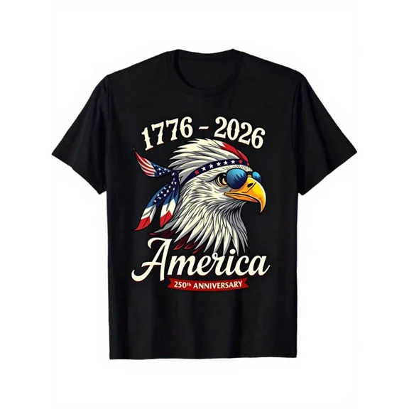 USA Patriotic Bald Eagle 250th Anniversary T-Shirt 1776-2026 America Graphic Tee for Men and Women