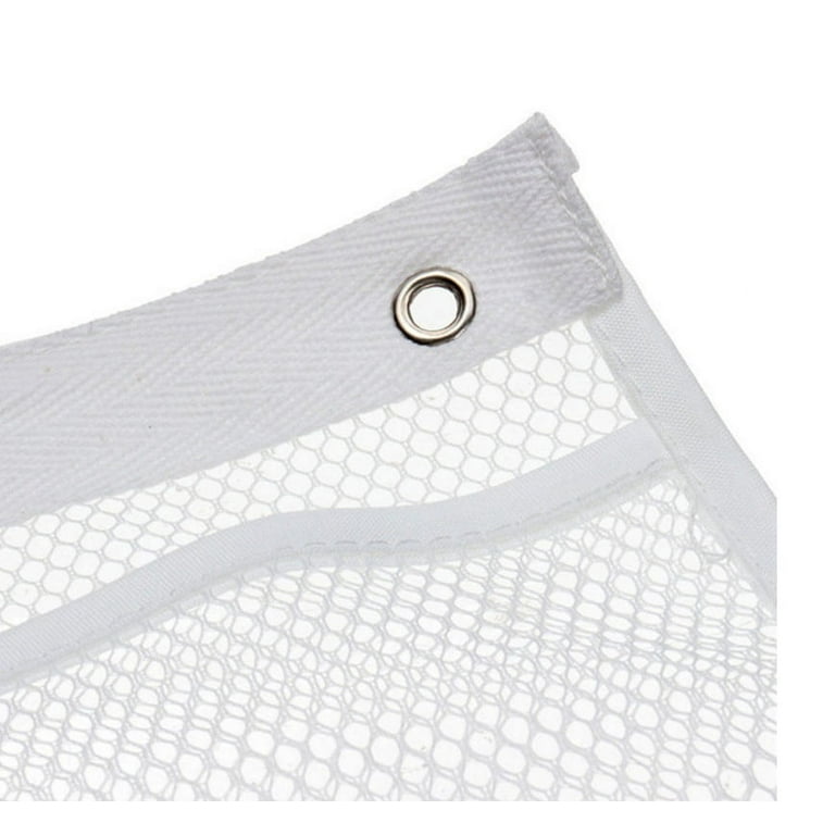 Misslo 8 Pockets Hanging Shower Organizer Mesh Caddy with Rotating Hanger Bathroom Storage Bag Hang Over Shower Head Curtain Rod, White, Size: Medium