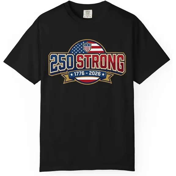 Retro USA 250th Anniversary T-Shirt 1776-2026 Patriotic 250 Strong Graphic Tee for Men and Women Vintage American Flag Independence Day Celebration Apparel